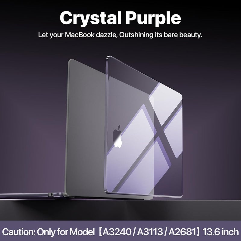 soonjet Compatible with MacBook Air 13 inch Case, Crystal Clear Shell, Fits 2022-2025 M4/M3/M2 Models A3240 A3113 A2681, Color-Matched Transparent Design for All MacBook Air 13.6 inch, Purple - Image 3